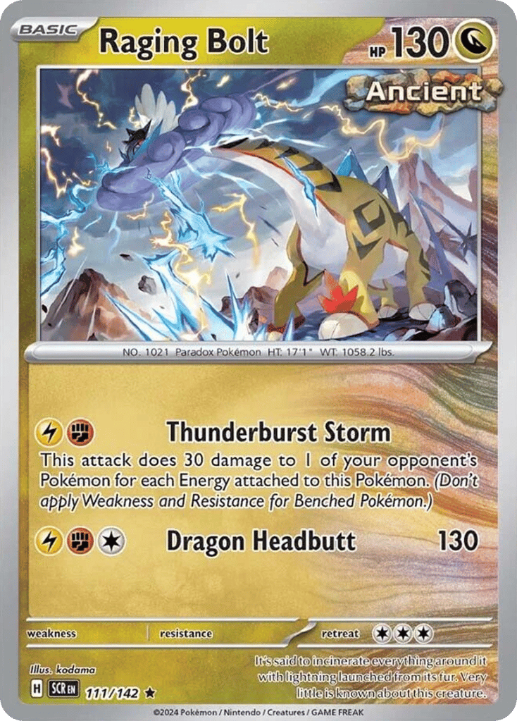 Max Rarity Raging Bolt 111/142 Raging Bolt - Rare - Stellar Crown – CuraCards