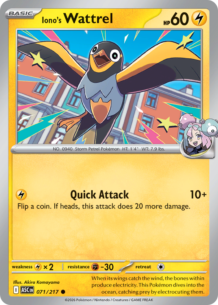 071/217 Iono's Wattrel - Common - Ascended Heroes – CuraCards