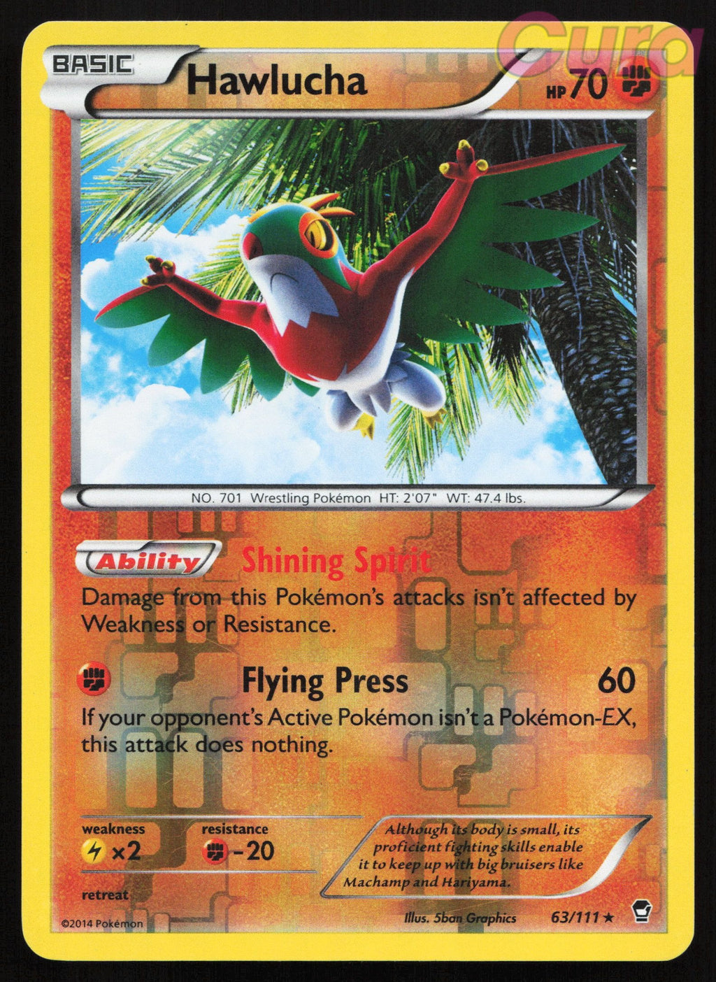 63 Hawlucha Reverse Holo - Rare - Furious Fists NM