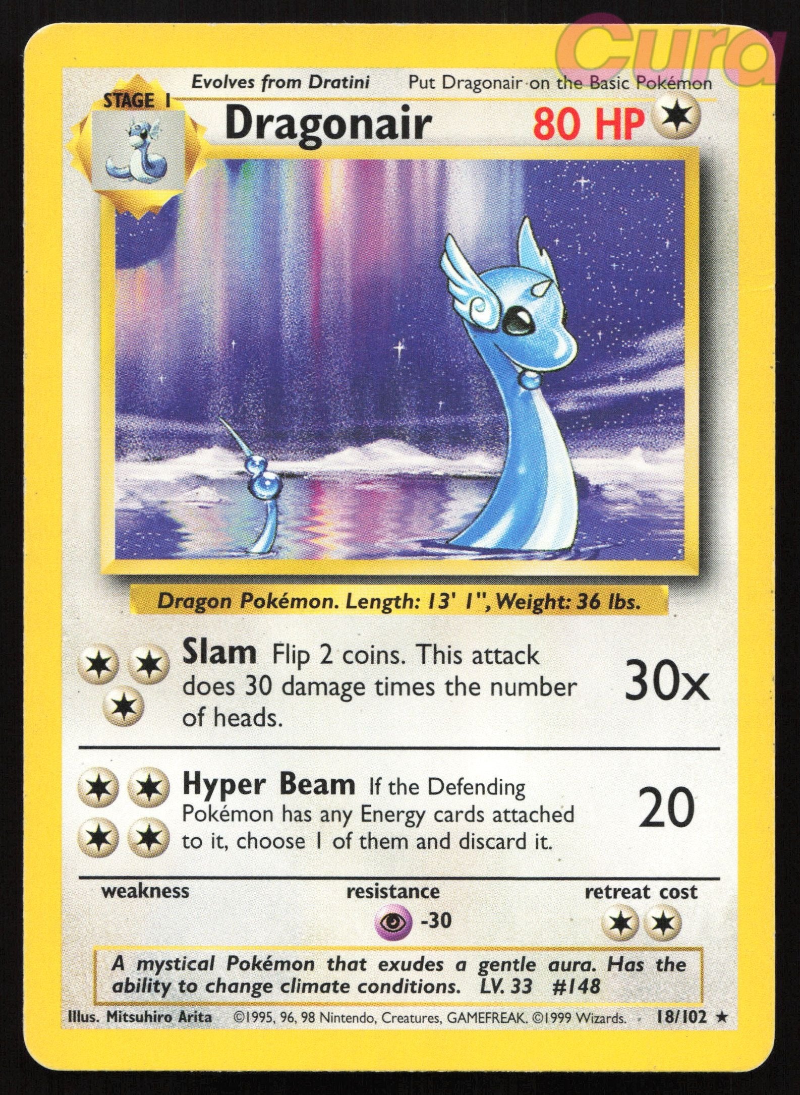 18 Dragonair - Rare - Base Set MP BINDER DENT